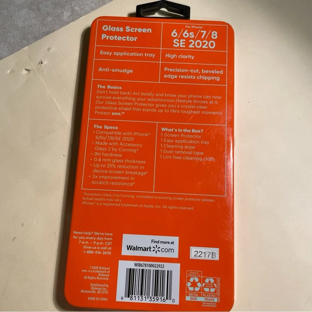 Onn Glass Screen Protector for iPhone 6/6s/7/8 SE 2020 new in package